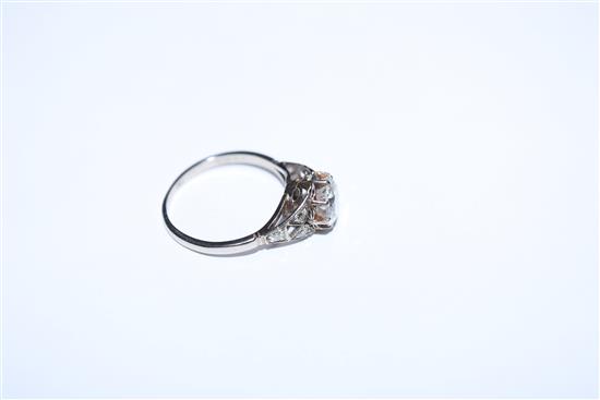 A diamond solitaire ring, white metal setting (tests as 18ct), the diamond approx 1.0ct, size L.